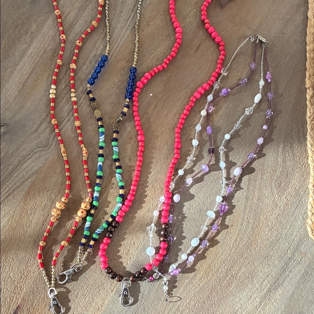Bundle of Colorful Beaded Necklace lanyard badge holders